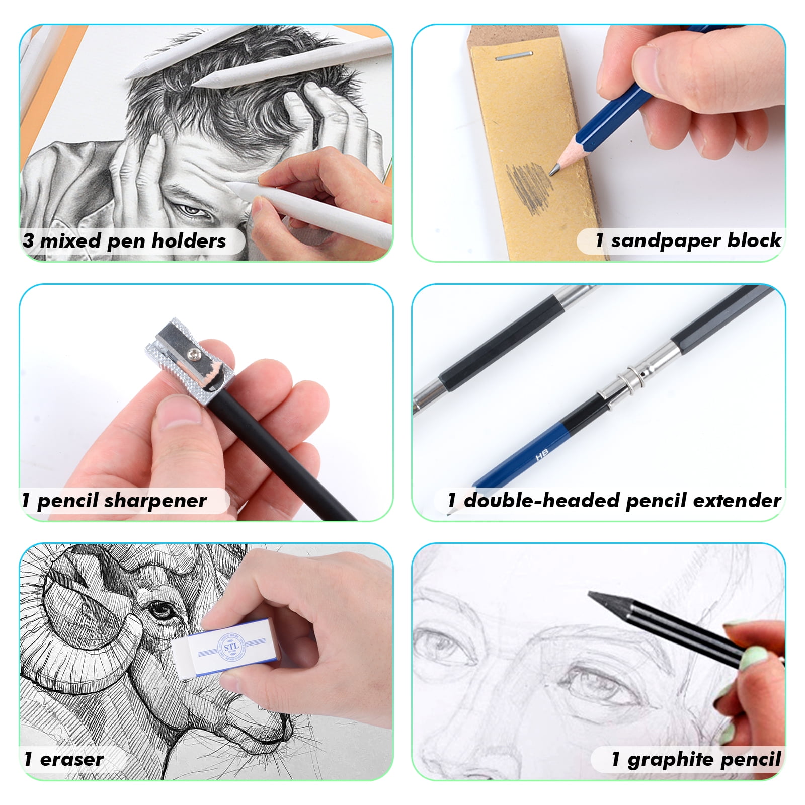Qoosea Art Supplies 96 Pcs Drawing Kit for Artist Adult Kids,Drawing Pencils Kit,Sketching Set,Include Charcoal & Colored Pencil,Graphite Pencil,Sketchbook