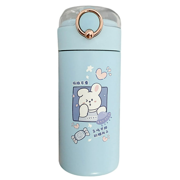 Hesroicy Adorable Press-Top Water Bottle with Straw - 350ml/480ml