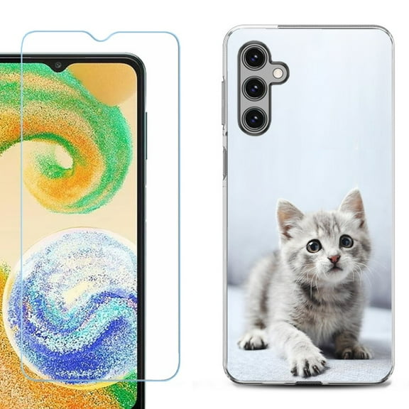 Shockproof Gel Phone Case for Samsung Galaxy A14 5G, with Tempered Glass Screen Protector, by OneToughShield ® - Kitty Cat