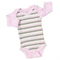thumbnail image 1 of Body / pijama de manga larga de algodón orgánico - Rosa / Rayas caqui naturales 6-12m Healthy Body Head To Toe 801PKN12M, 1 of 1
