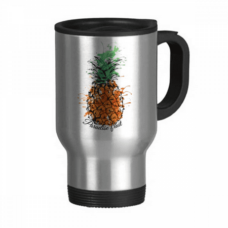

Orange PineFruit Tropical Fruit Travel Mug Flip Lid Stainless Steel Cup Car Tumbler Thermos