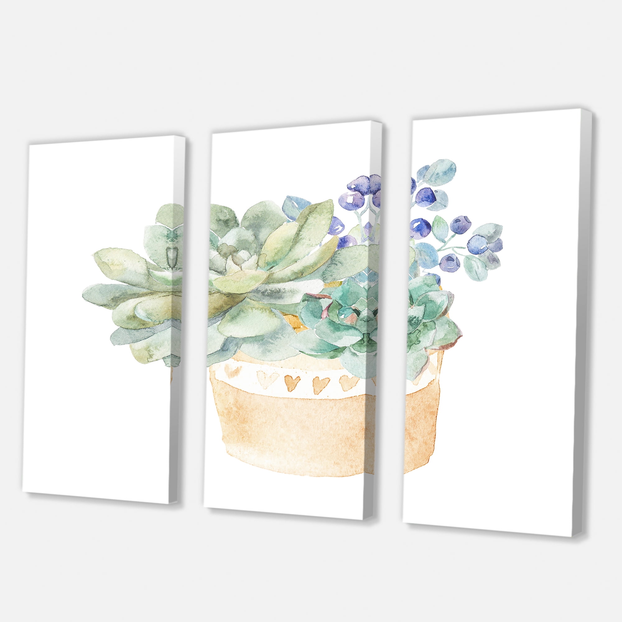 Succulent Flower In Terracotta Clypot II 28 in x 36 in Painting Canvas Art Print, by Designart