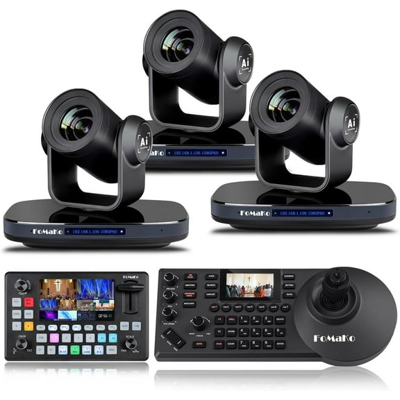 FoMaKo HDMI 1080P60 AI Auto-Tracking 20X video Camera Bundle ( K20x3  KC608 KC601)