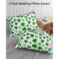 thumbnail image 2 of St Patricks Day King Pillow Cases Set of 2 - Microfiber Bed Throw Pillow Covers, Green Shamrock Spring Watercolor Lucky Leaf Decorative Lumbar Pillow Cover with Envelope Closure for Sofa 20"x36", 2 of 6