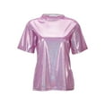 thumbnail image 4 of Lixiuxyad Fashion Trendy Tees T-Shirts Sparkly Silk Top Glitter Loose Short Sleeved T Shirt Woman,Red XL, 4 of 6