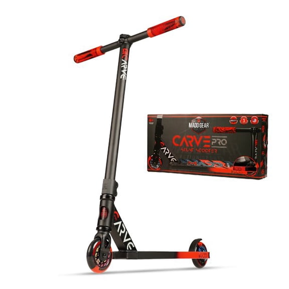 Pre-Owned Madd Gear Red Carve Pro Freestyle Stunt Scooter - Strong Lightweight Aluminum Deck for Beginner 6 Years and Up