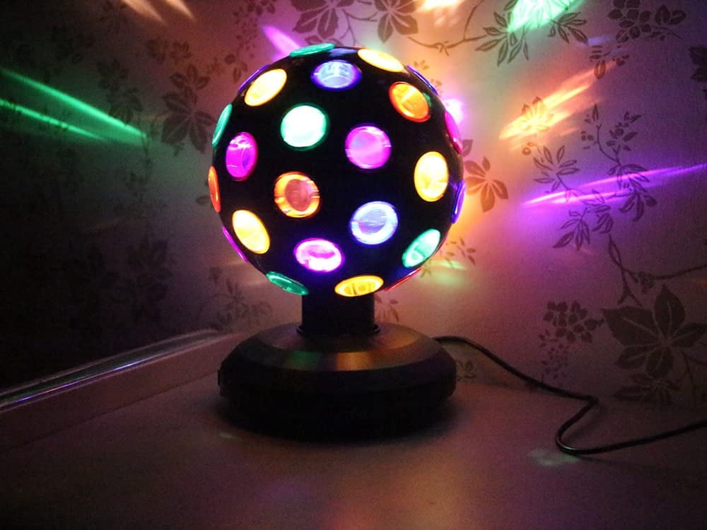 Boule Disco Rotative Boule Disco URAQT 2 Pièces - Projecteur Lumineux 7 Couleurs Avec Télécommande | Pour Fêtes, Bars Et Clubs Projecteur Musique 7 Couleurs