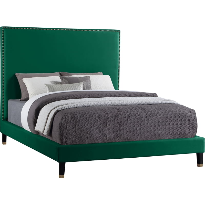 Meridian Furniture Harlie Green Velvet Queen Bed