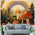 thumbnail image 4 of Fenyluxe  70s Vintage Sun Rainbow Tapestry Vintage Retro Mushroom Boho Funky Floral Abstract Aesthetic Groovy Wall Hanging Bedroom Living Room Dorm Decor Fabric 40x30inch, 4 of 6