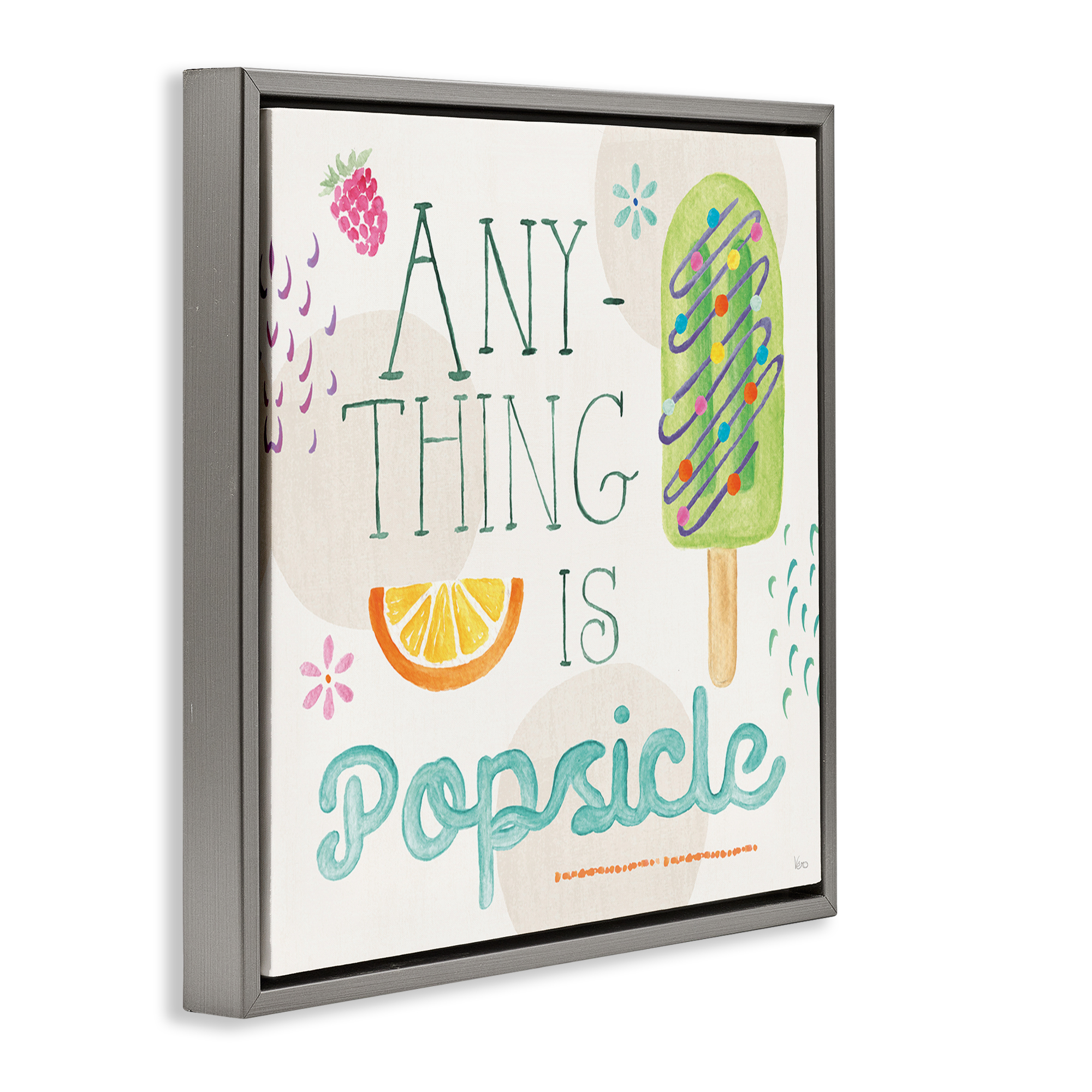 Stupell Industries Anything Is Popsicle Food & Beverage Painting Gray Floater Framed Canvas Art Print Wall Art, 25 x 25