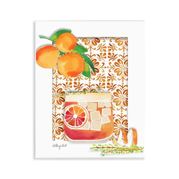 Stupell Industries Mediterranean Pattern Negroni Food & Beverage Painting Unframed Art Print Wall Art, 11 x 14