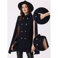thumbnail image 2 of DARING DIVA Women's Winter Slit Sleeve Double Breasted Cloak Coat Dark Blue L, 2 of 6