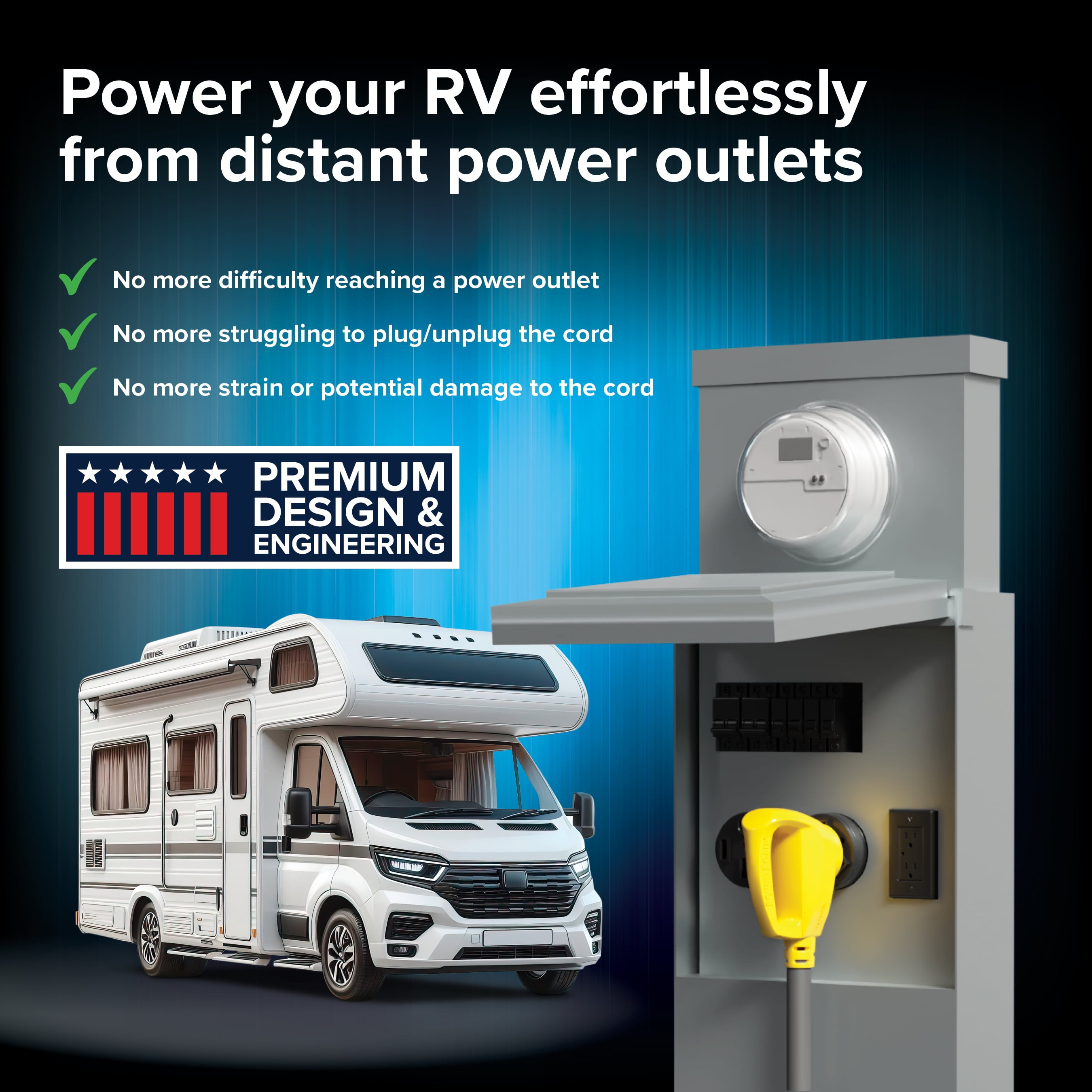 Camco Power Grip 30-Amp RV Extension Cord/Level 1 EV Charger, 50' Length (55197)