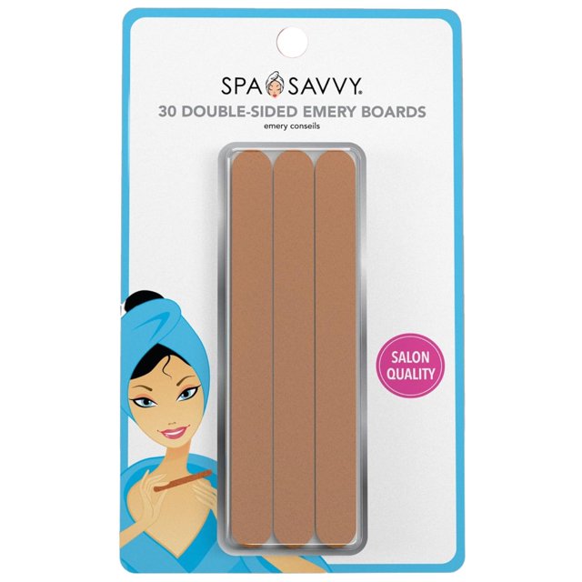 Spa Savvy Juego de limas de uñas, 30 unidades, limas de doble cara de 4,5 pulgadas para uñas regulares de gel y acrílicas, herramientas de pedicura y manicura
