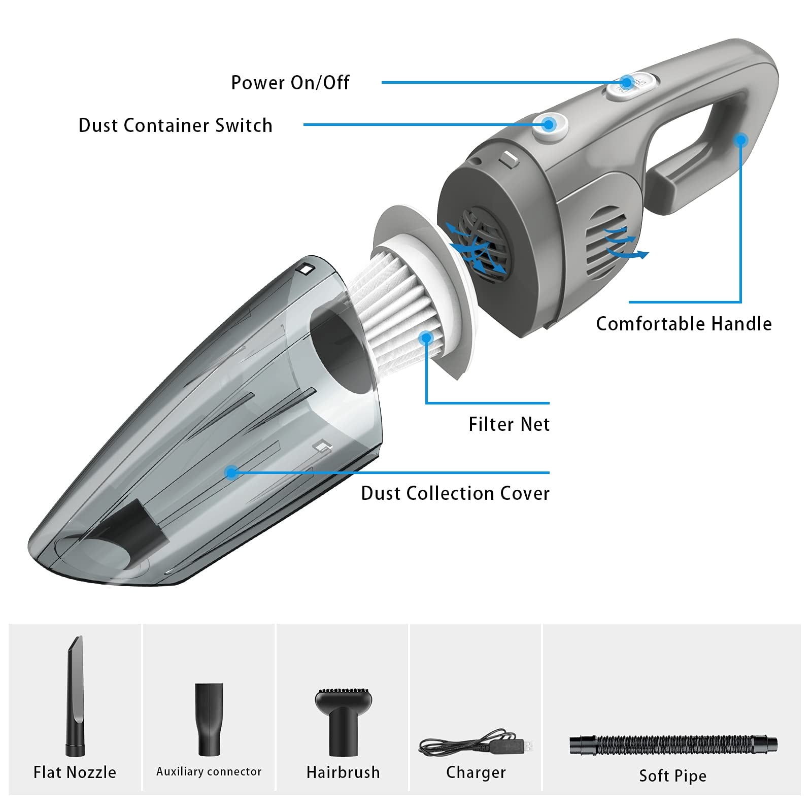 JoRocks Car Vacuum Cleaner Cordless, Portable Cyclone Handheld Vacuum –  iFanze