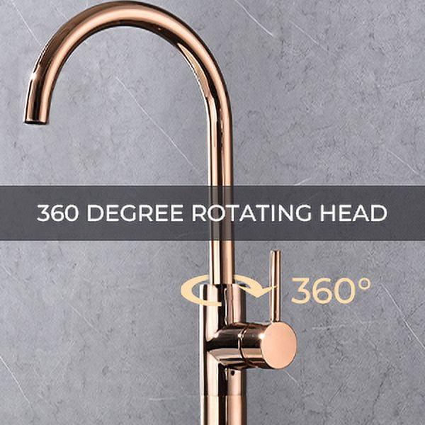 Dawot Floor Mount Bathtub Faucet, Gold Finished Brass Bathroom Freestanding Tub Filler Single Handle Tub Spout