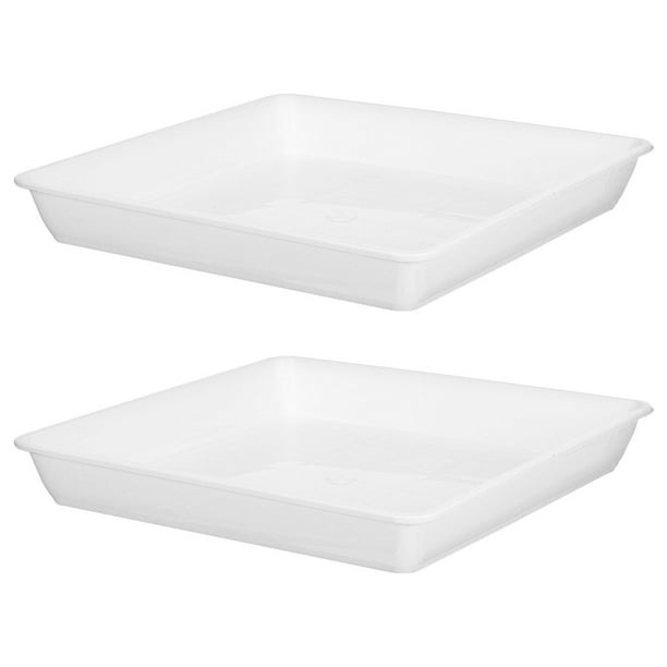 2 platillos cuadrados para plantas: bandeja de plástico grueso para macetas de 11,79 pulgadas, base para macetas suculentas, para drenaje de agua, uso en exteriores e interiores.