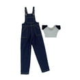 thumbnail image 3 of Conjunto de pantalón de manga corta a escala 1/6, ropa en miniatura, disfraz de cosplay realista de pierna ancha para figuras de acción masculinas de pantalones azul oscuro, 3 of 8