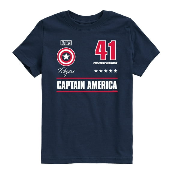 Marvel - Captain America Portrait Jersey - Toddler Short Sleeve Graphic T-Shirt