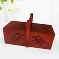 thumbnail image 4 of Portable Foldable Wooden Sewing Box Compartments Thread Stitching Sew Basket Red, 4 of 8