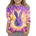 thumbnail image 2 of Cowsor Tween Boys Girls Easter Graphic Printed 3/4 Sleeve Crew Neck Basic Tee Lightweight Casual Layering Top for Kids, 2 of 5
