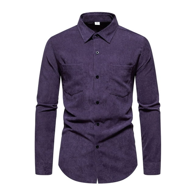 Fashnice Chemise Homme Col à Revers Chemises Boutonnées Coupe Régulière Tunique de Vacances Violet TG