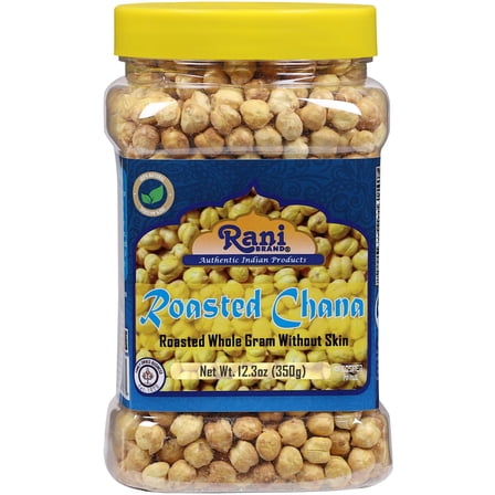 Rani Roasted Chana Skinless (Chickpeas) Plain Flavor (No Skin) 12.3oz (350g) PET Jar ~ All Natural | Vegan | No Preservatives | Gluten Friendly | Indian Origin | Great Snack, Ready to Eat