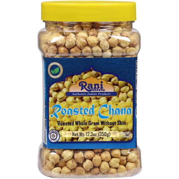 Rani Roasted Chana Skinless (Chickpeas) Plain Flavor (No Skin) 12.3oz (350g) PET Jar ~ All Natural | Vegan | No Preservatives | Gluten Friendly | Indian Origin | Great Snack, Ready to Eat