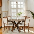 thumbnail image 6 of Soges 47" Round Dining Table Solid Wood Dining Table Textured Designs for Kitchen Dining Room, Rustic Brown, 6 of 9