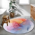 thumbnail image 3 of Round Rugs 3Ft, Modern Abstract Art Round Area Rug Washable Indoor Throw Carpet, Colorful Wave Small Non Slip Circle Rug for Bedroom Living Room Home Decor Aesthetic, 3 of 8