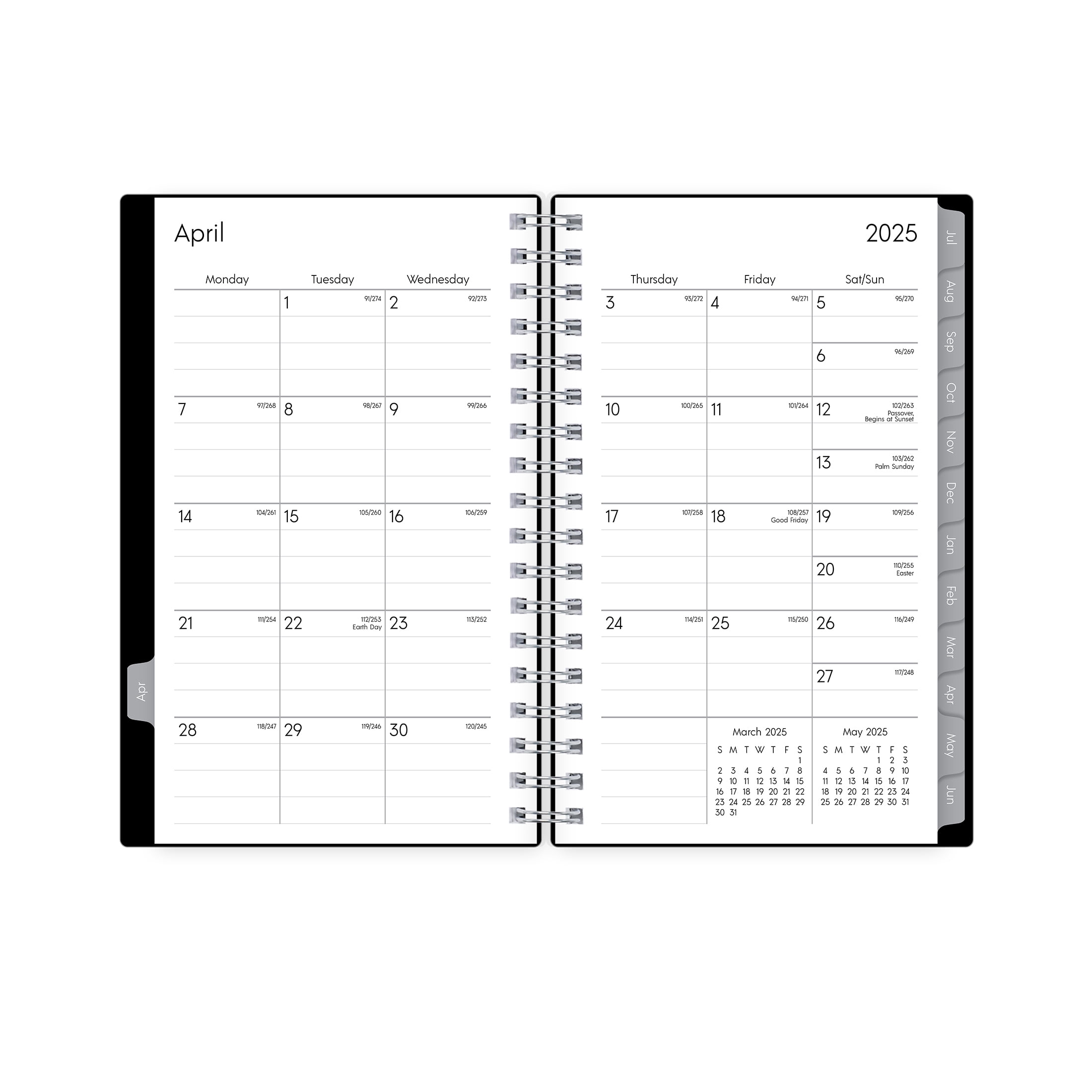 Blue Sky Monthly Weekly Small Planner, 3.625" x 6.125", Black 15-Month (April 2025 - June 2026)