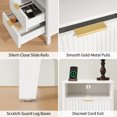 thumbnail image 4 of Fluted Nightstand with Charging Station, Bedside Table with 2 Drawers and Storage Shelf, Mid Century Modern Side Table for Bedroom Living Room,White, 4 of 11