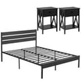 thumbnail image 3 of VECELO 3-piece Bedroom Set Include Queen Bed Frame with 2 Nightstands, Black, 3 of 8