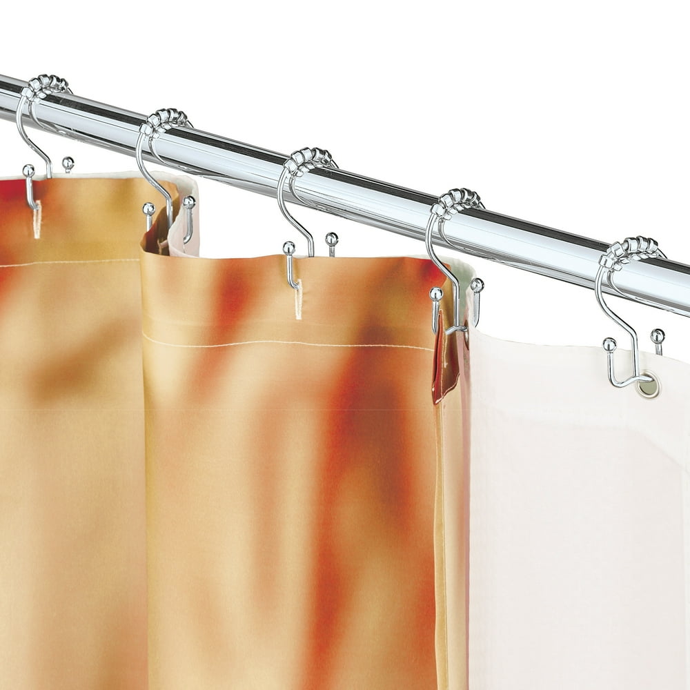 Double Shower Curtain Hooks are Double Sided to Hang the Liner on One