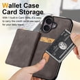 thumbnail image 5 of for iPhone 16 PU Leather Case with Card Holder, Flip Wallet Case for Men Women, Classic Durable Protective RFID Blocking Skin Friendly Stand Phone Case for iPhone 16, Gray, 5 of 8