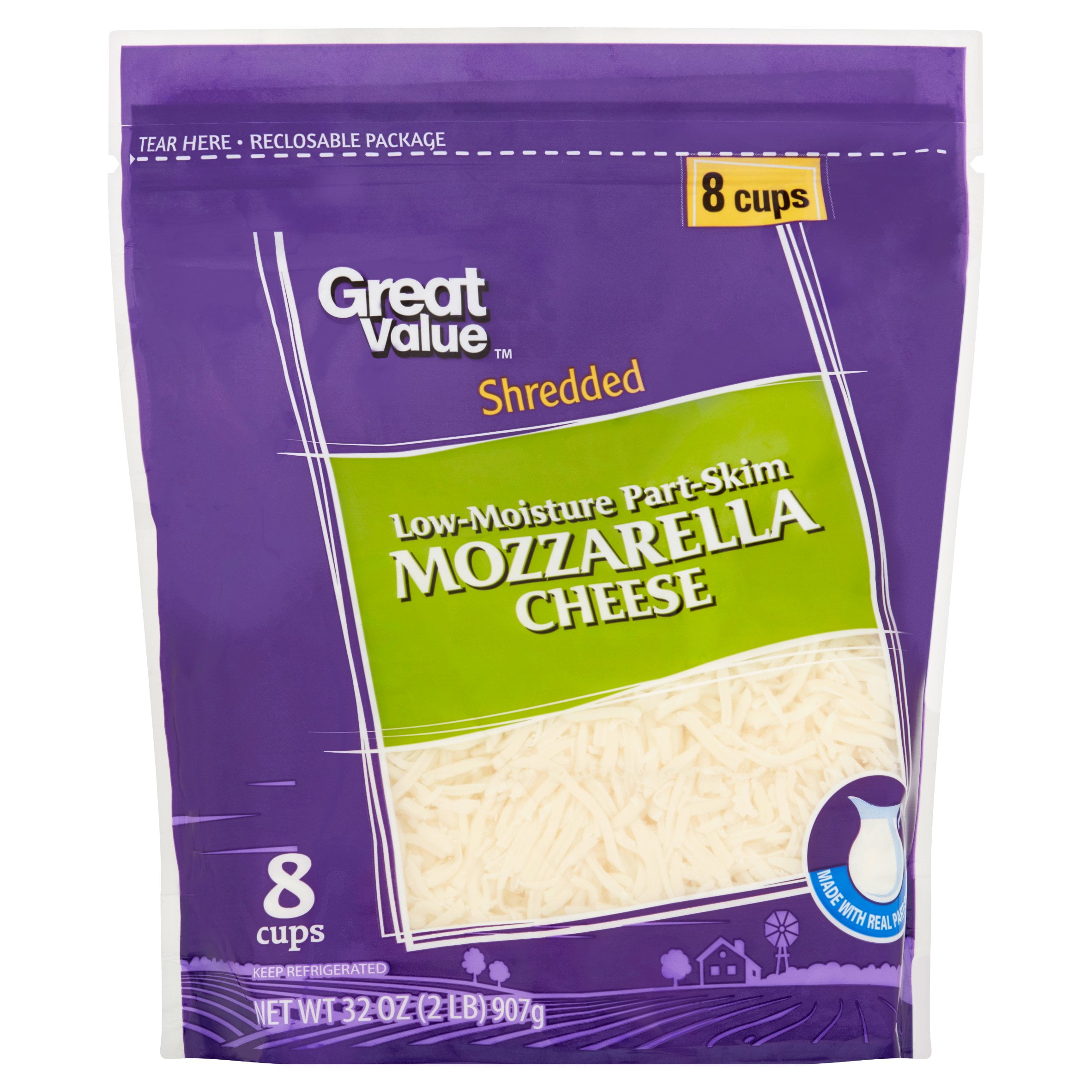 Great Value Shredded Low-Moisture Part-Skim Mozzarella Cheese, 32 oz by Wal-Mart Stores, Inc.