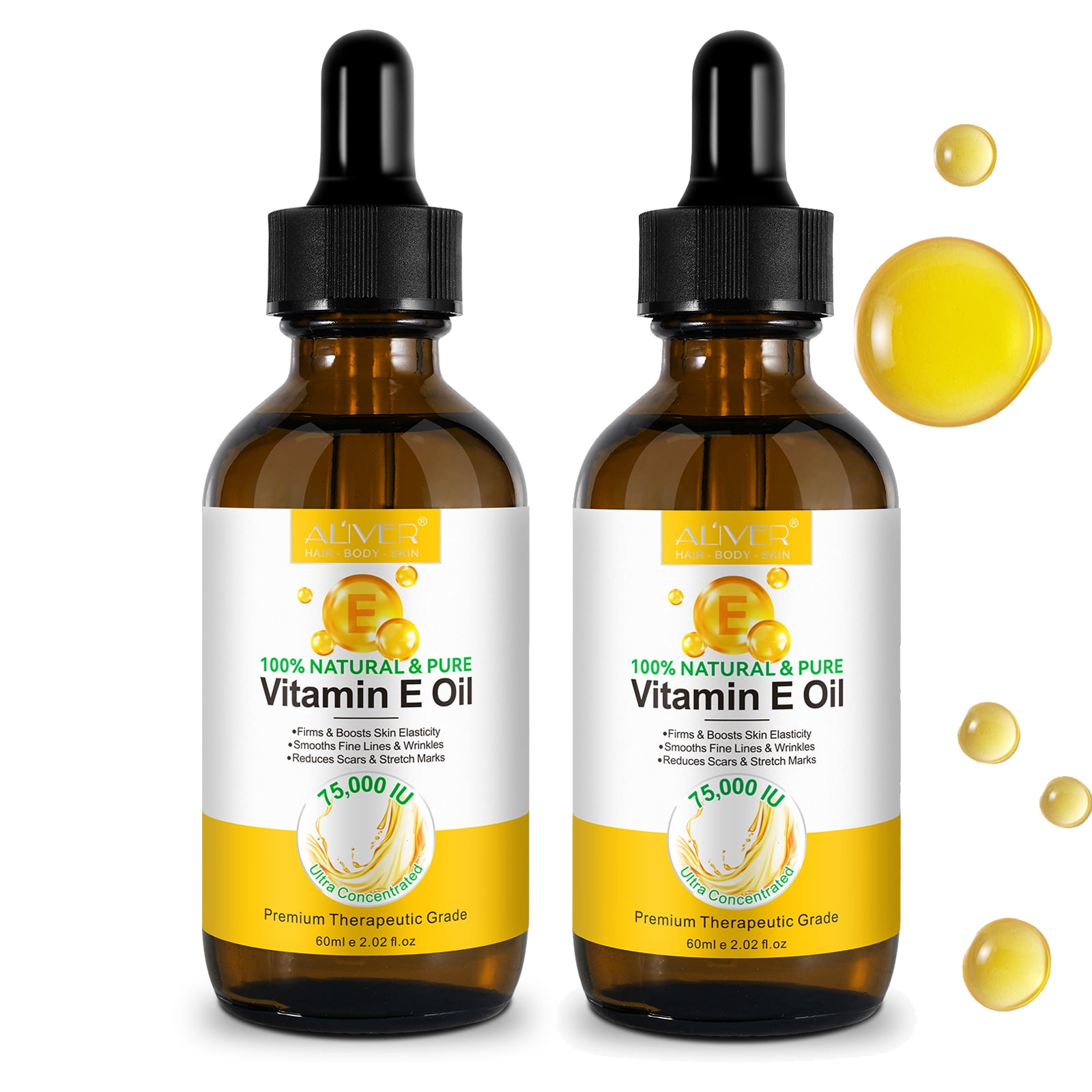 Vitamin E Oil for Skin, 100% Pure Natural Moisturizing Face and Body Oil, 2.02 fl oz Each (2 pack)