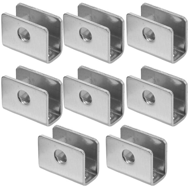Shisuyan 8PCS Glass Shelf Clamps No-drill-on-glass Fixed Panel Glass Bracket Clips Size S