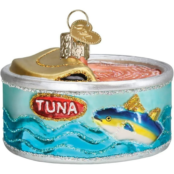 Old World Christmas Canned Tuna - 1 Glass Tree Ornament 1.25 Inch, Glass - Ornament Sandwich Fish 32616