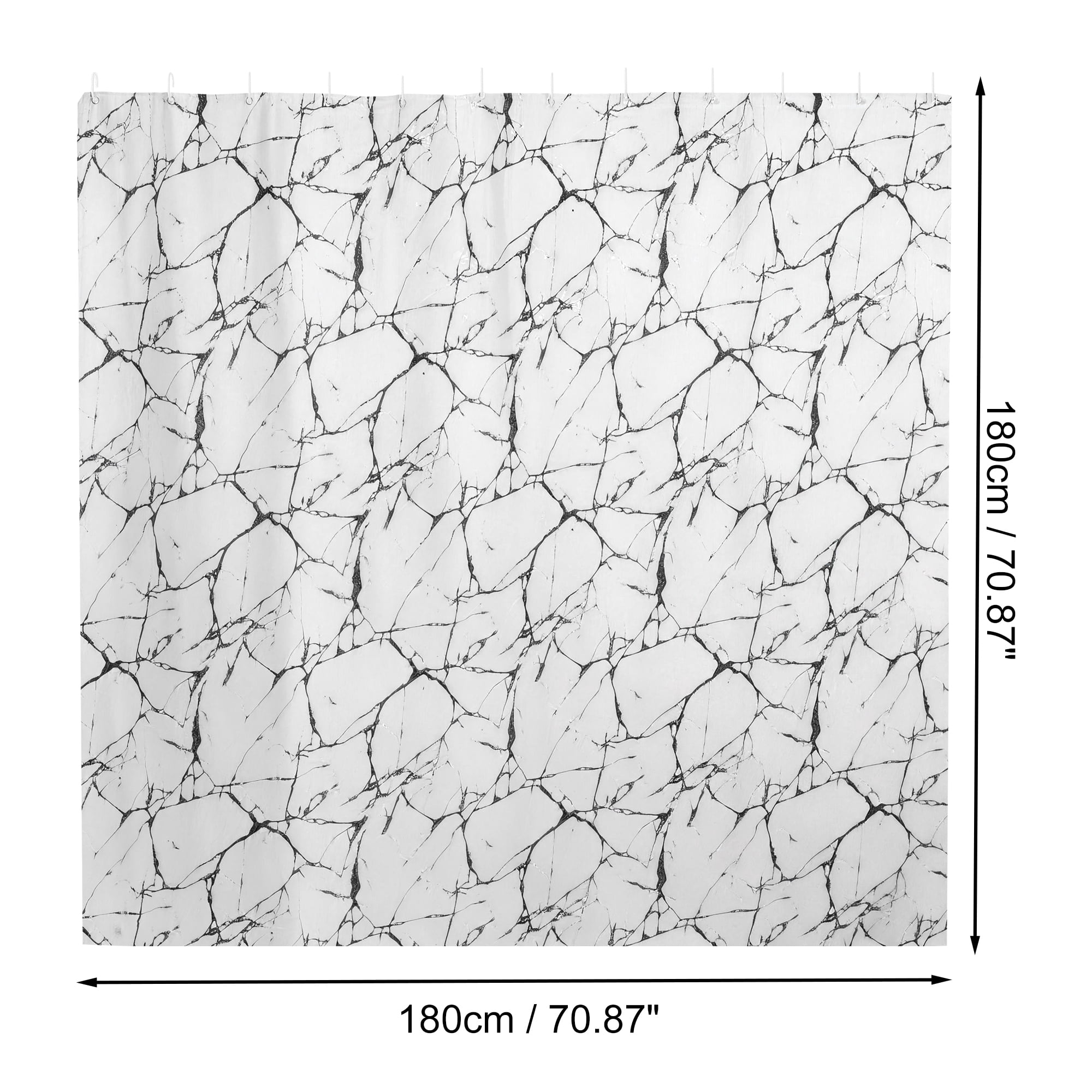Unique Bargains Marble Pattern Shower Curtain 70.87x70.87 Inches White and Black