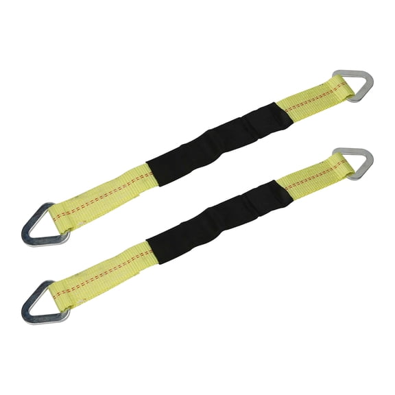 Hyper Tough 2-pack Axle Strap with D-Rings and Protective Sleeve - 2” x 24” Yellow