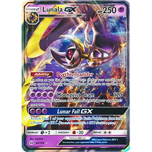 Set básico de cartas coleccionables Pokémon Sol y Luna Lunala-GX #66
