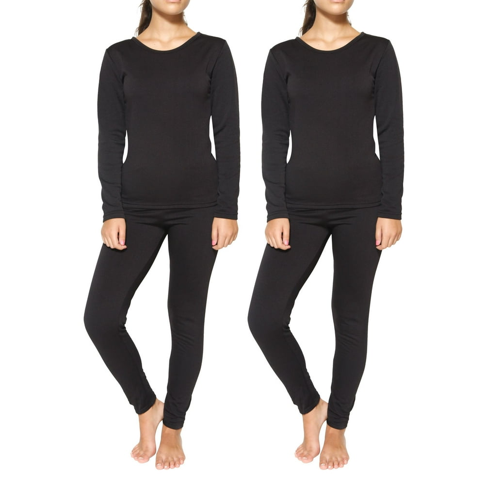 2-Pack Ladies Fleece-Lined Thermal Underwear Set (S-XL) - Walmart.com ...