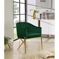 thumbnail image 3 of Maklaine Contemporary Green Velvet Dining Chair with Gold Steel Legs (Set of 3), 3 of 8
