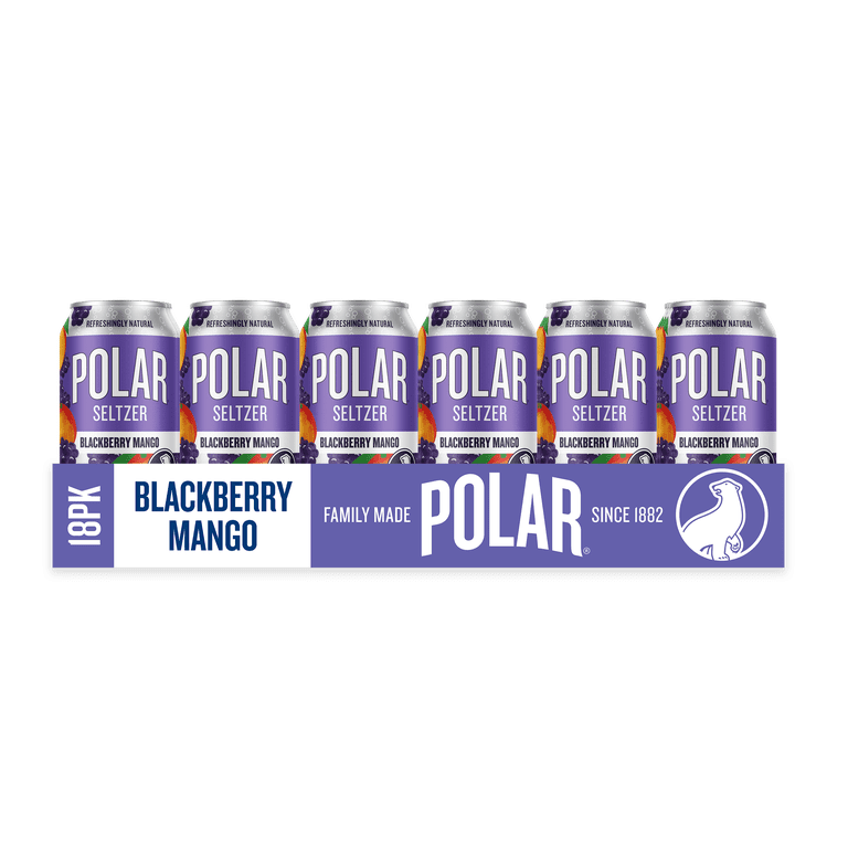 Polar Zero Calorie Blackberry Mango Sparkling Water, 12 fl oz Cans, 18 Pack photo 3