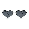 thumbnail image 4 of Womens Hippie Bubbly Heart Shape Half Rim Metal Lolita Sunglasses All Black, 4 of 7