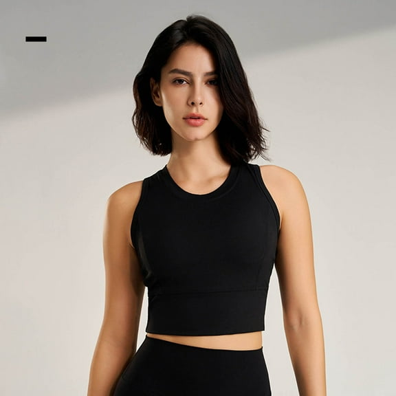Wancir High Neck Longline Sports Bras for Women - Padded Workout Crop Tank Tops with Built in Bra