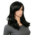 thumbnail image 2 of Onedor Full Head Beautiful Long Curly Wave Stunning Wig Charming Curly Costume Wigs with Fringe (Off Black), 2 of 6