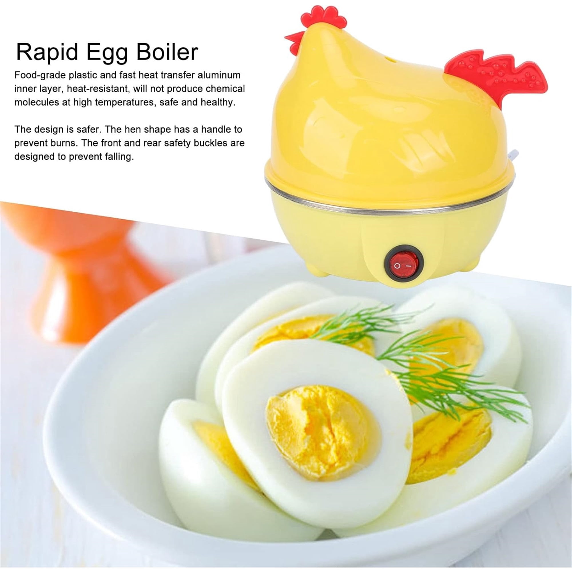 SQDWYGUO Egg Cooker, Electric Egg Cooker Multifunction Chicken Shape Rapid Egg Boiler 7 Egg Capacity Automatic Shut Off Mini Breakfast Machine,Yellow