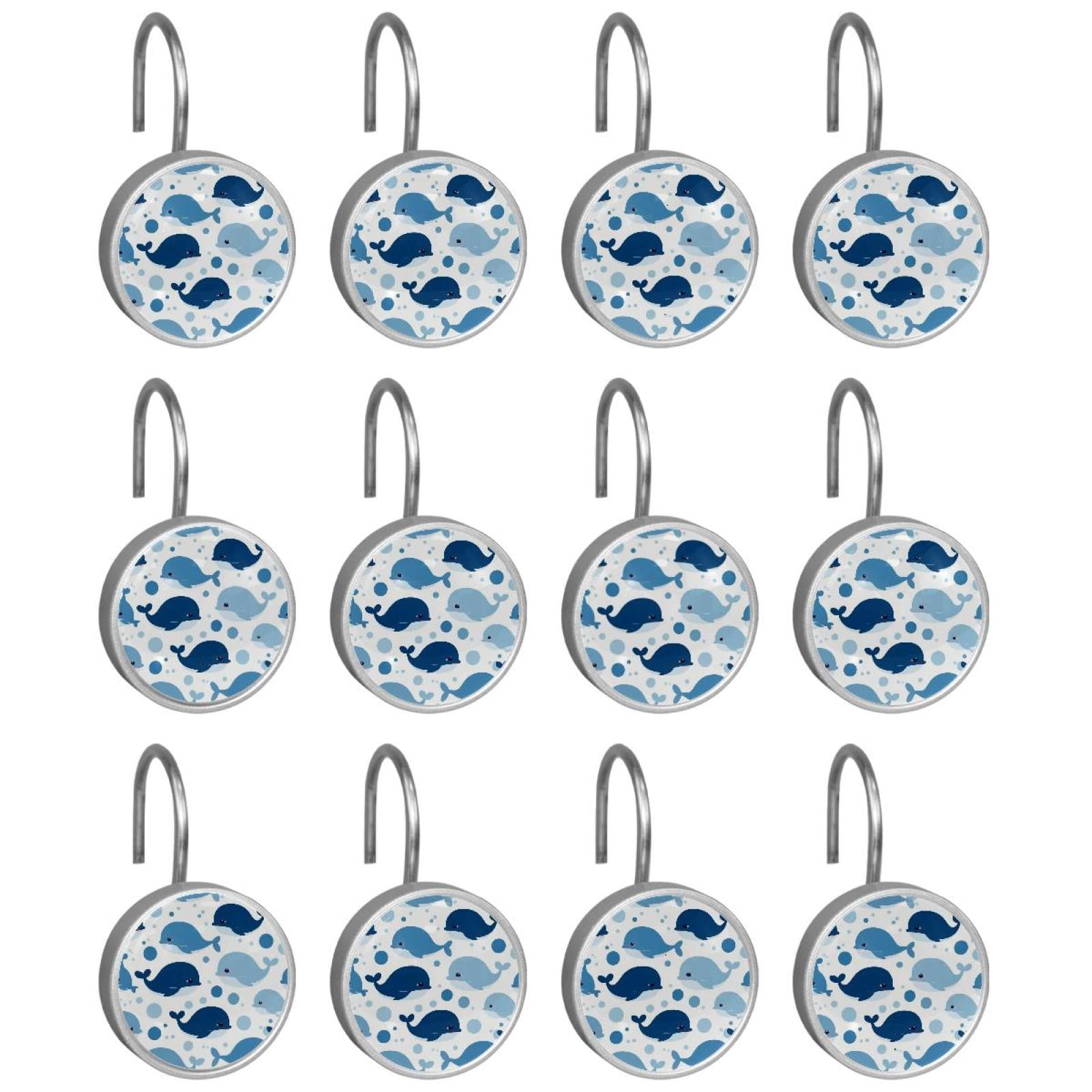 HemaKayy 12 Pcs Shower Curtain Hooks Bathroom Decorative Accessories Whale Balloon